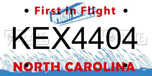 KEX4404 North Carolina License Plate