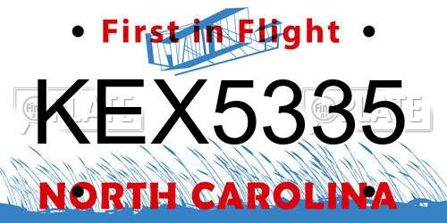 KEX5335 North Carolina License Plate