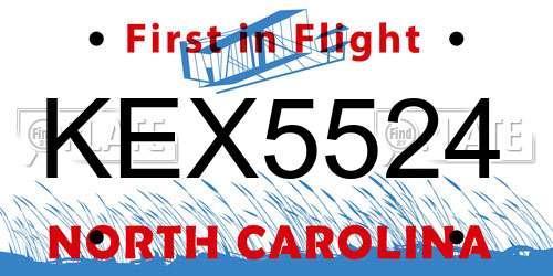 KEX5524 North Carolina License Plate