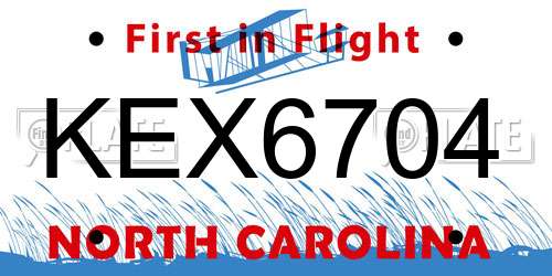 KEX6704 North Carolina License Plate