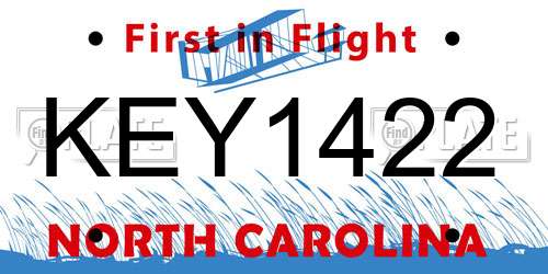 KEY1422 North Carolina License Plate