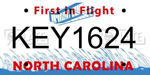 KEY1624 North Carolina License Plate