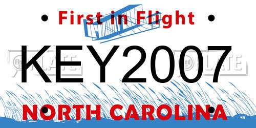 KEY2007 North Carolina License Plate