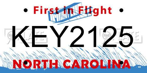 KEY2125 North Carolina License Plate