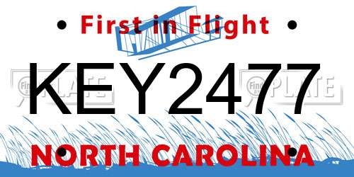 KEY2477 North Carolina License Plate