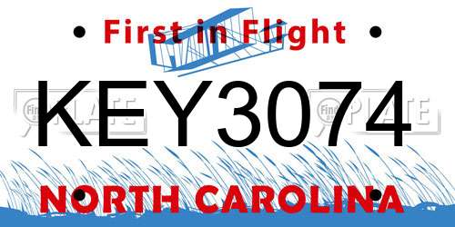 KEY3074 North Carolina License Plate