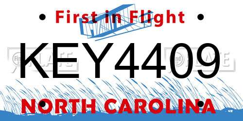 KEY4409 North Carolina License Plate