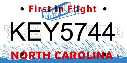 KEY5744 North Carolina License Plate