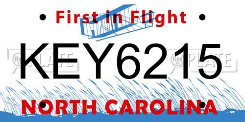 KEY6215 North Carolina License Plate