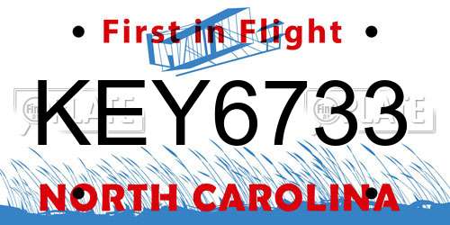 KEY6733 North Carolina License Plate