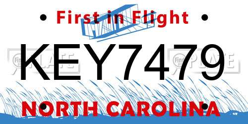 KEY7479 North Carolina License Plate