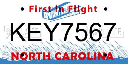 KEY7567 North Carolina License Plate