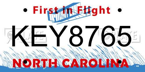 KEY8765 North Carolina License Plate