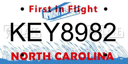 KEY8982 North Carolina License Plate
