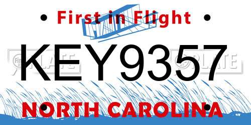 KEY9357 North Carolina License Plate