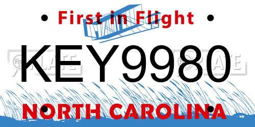KEY9980 North Carolina License Plate