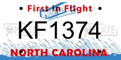 KF1374 North Carolina License Plate