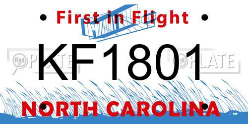 KF1801 North Carolina License Plate