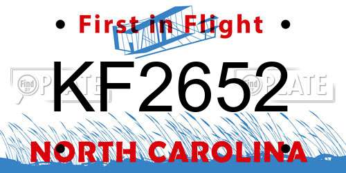 KF2652 North Carolina License Plate