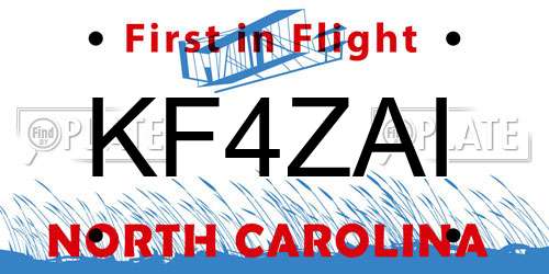KF4ZAI North Carolina License Plate