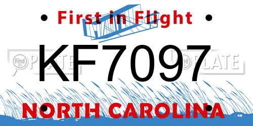 KF7097 North Carolina License Plate