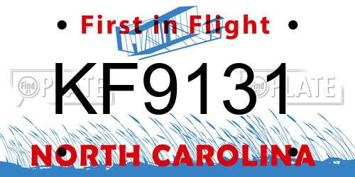 KF9131 North Carolina License Plate