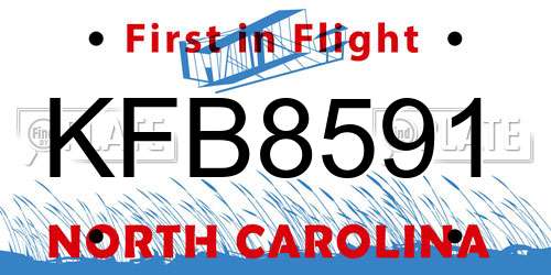 KFB8591 North Carolina License Plate