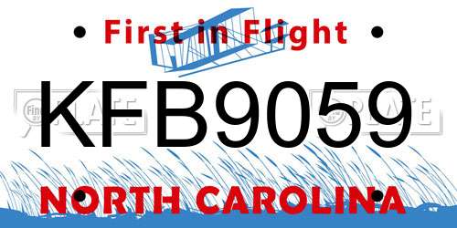 KFB9059 North Carolina License Plate