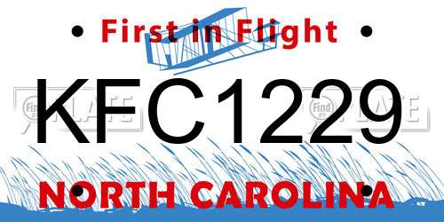 KFC1229 North Carolina License Plate