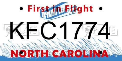 KFC1774 North Carolina License Plate