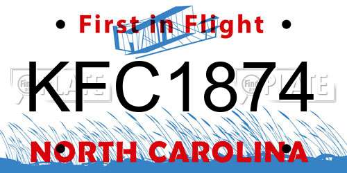 KFC1874 North Carolina License Plate