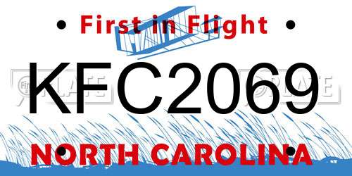 KFC2069 North Carolina License Plate