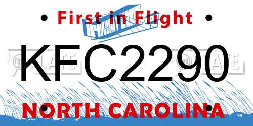 KFC2290 North Carolina License Plate