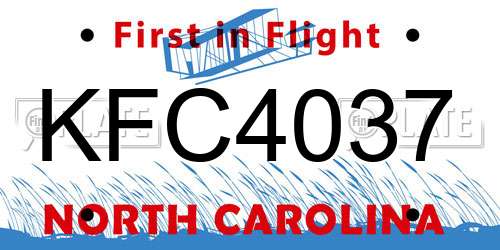 KFC4037 North Carolina License Plate