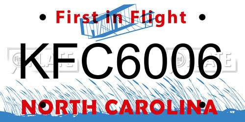 KFC6006 North Carolina License Plate