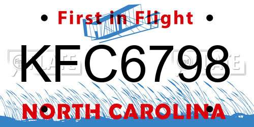 KFC6798 North Carolina License Plate
