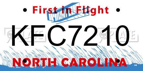 KFC7210 North Carolina License Plate