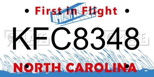 KFC8348 North Carolina License Plate