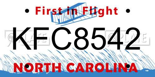KFC8542 North Carolina License Plate