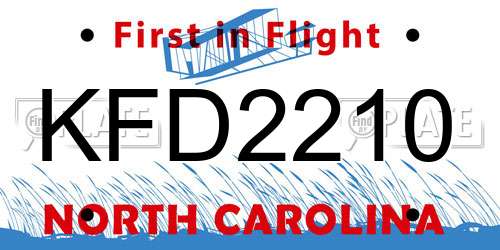 KFD2210 North Carolina License Plate