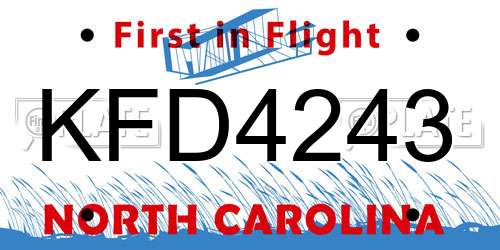 KFD4243 North Carolina License Plate