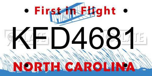 KFD4681 North Carolina License Plate