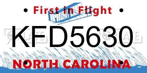 KFD5630 North Carolina License Plate