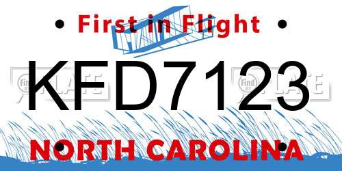 KFD7123 North Carolina License Plate
