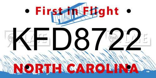 KFD8722 North Carolina License Plate