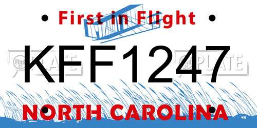 KFF1247 North Carolina License Plate