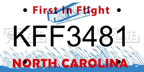 KFF3481 North Carolina License Plate