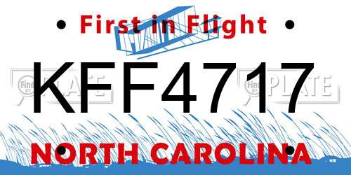 KFF4717 North Carolina License Plate
