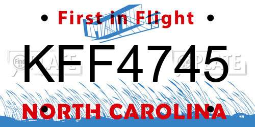 KFF4745 North Carolina License Plate
