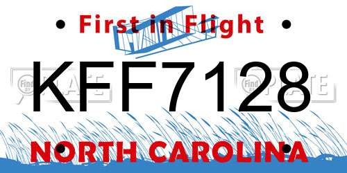 KFF7128 North Carolina License Plate